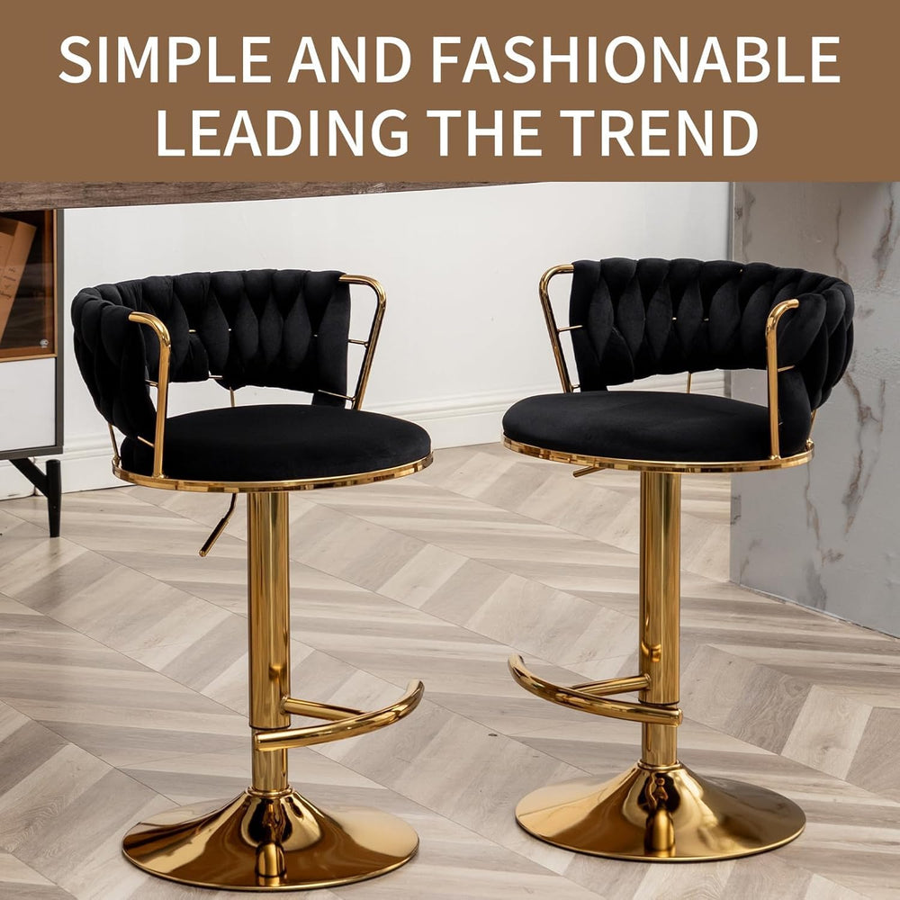 Gold Bar Stools Set of 3, Counter Stools for Kitchen Island (Black)
