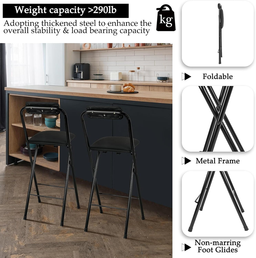 Thyle 1 Pcs Folding Bar Stool with Backrest Counter Height Seat,24 Inch