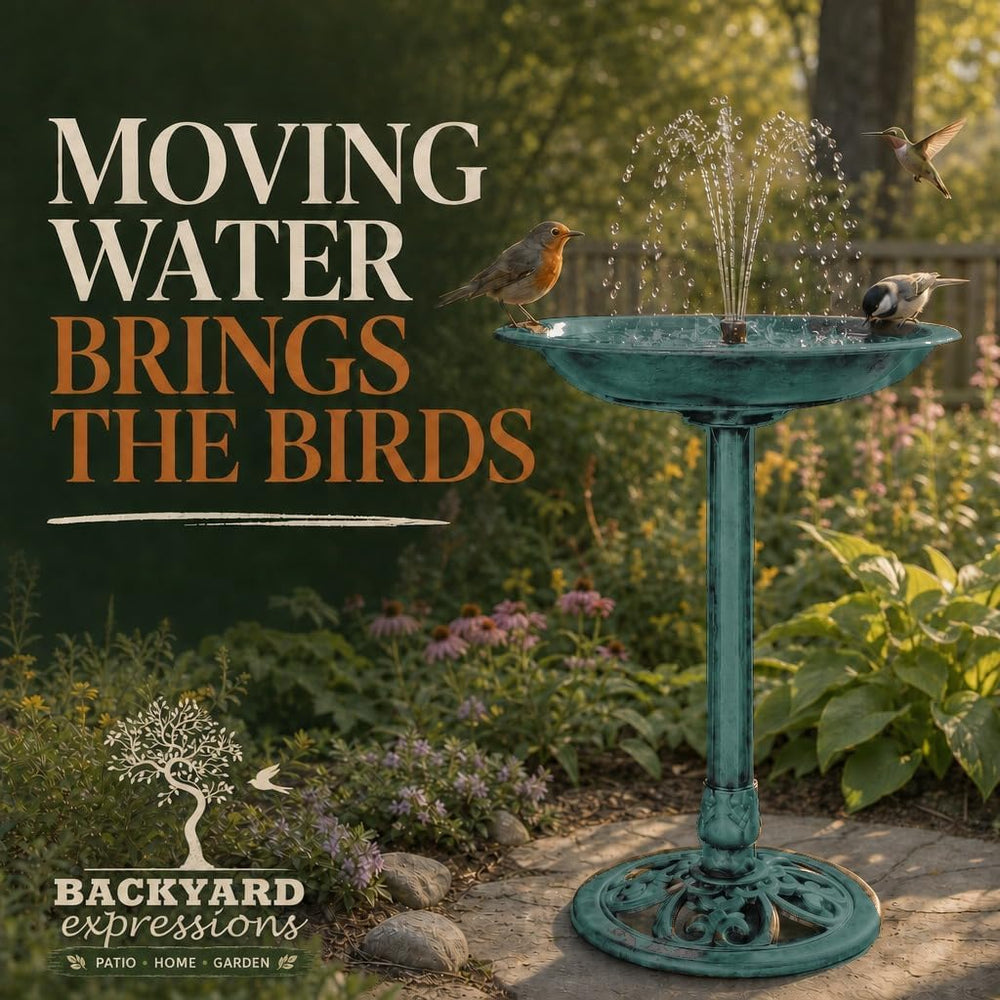 Backyard Expressions Green Bird Bath for Outside, Solar Bird Bath Fountain