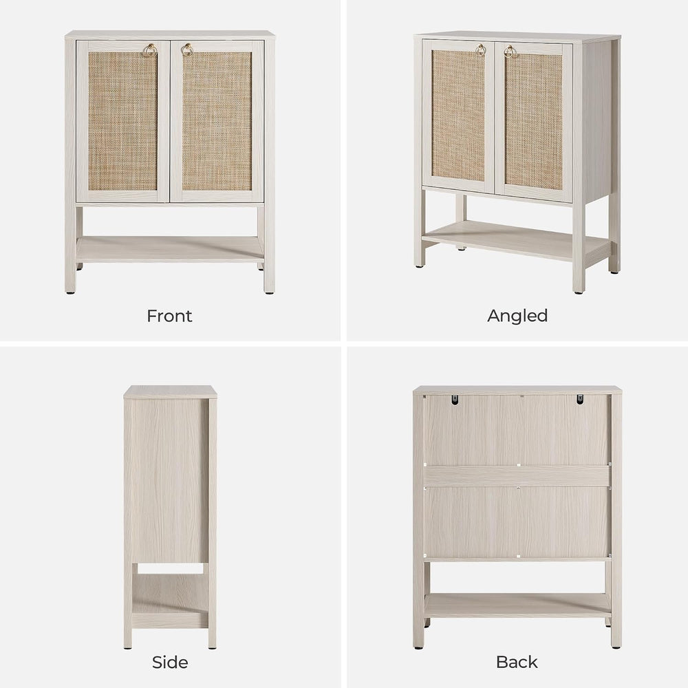 SICOTAS Rattan Shoe Cabinet with Storage, 5 Tier, White Cream Oak