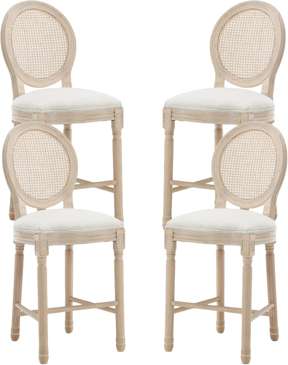 French Country Bar stools, Linen Farmhouse Counter Height Chair