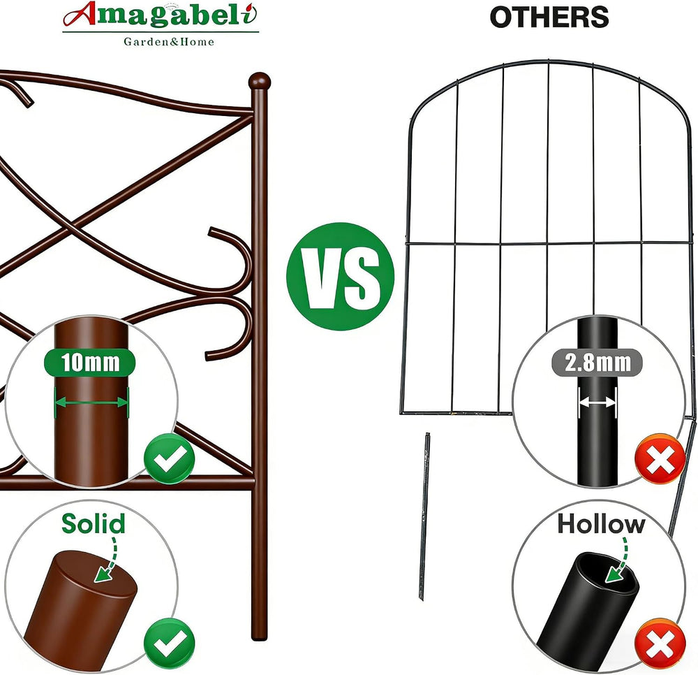 AMAGABELI GARDEN & HOME 5 Panels Decorative Garden Fence 24in(H) x10ft(L)...