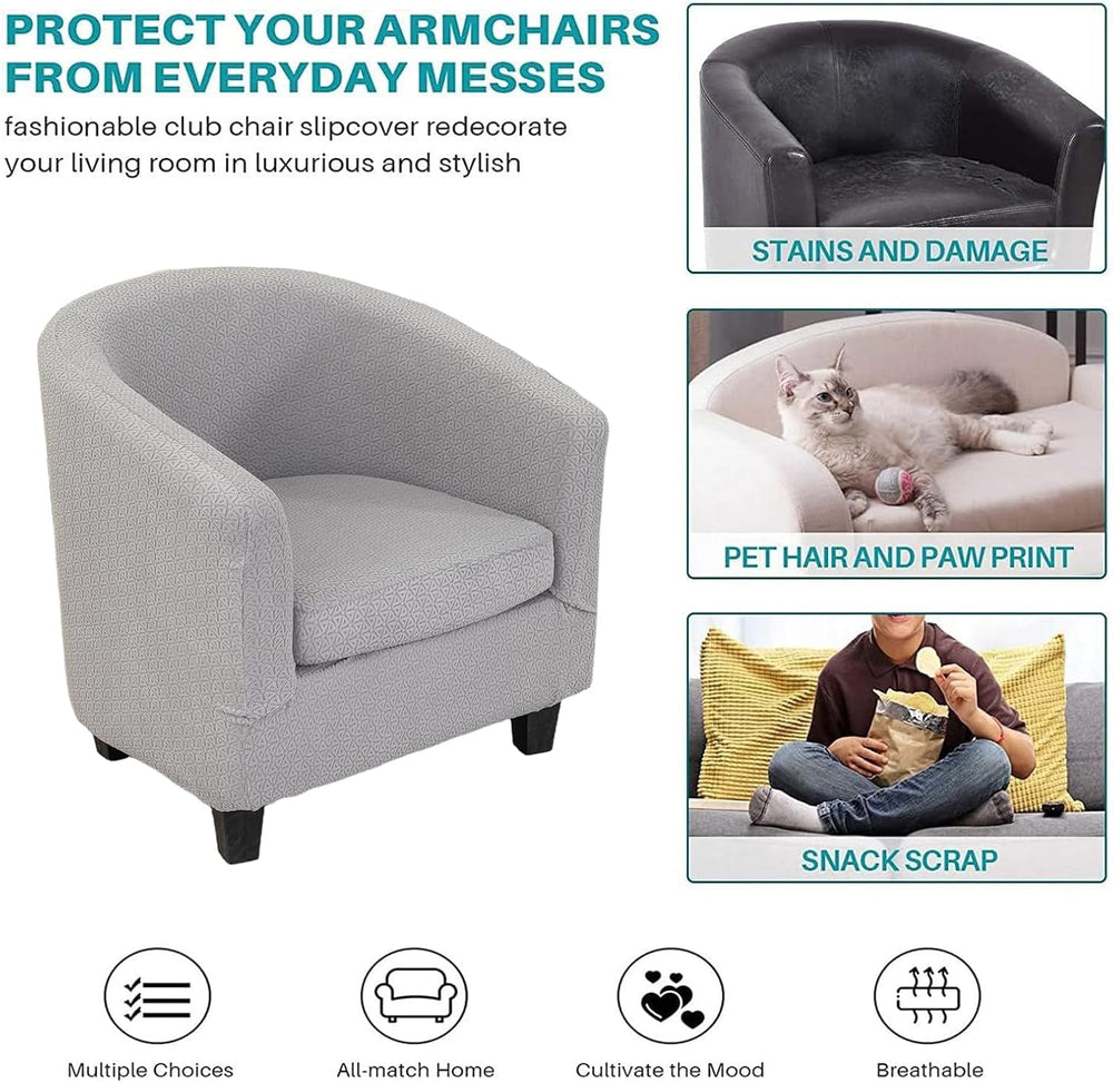 NILUOH Stretch Club Chair Slipcover 2-Piece Set for Barrel & Tub Chairs, ...