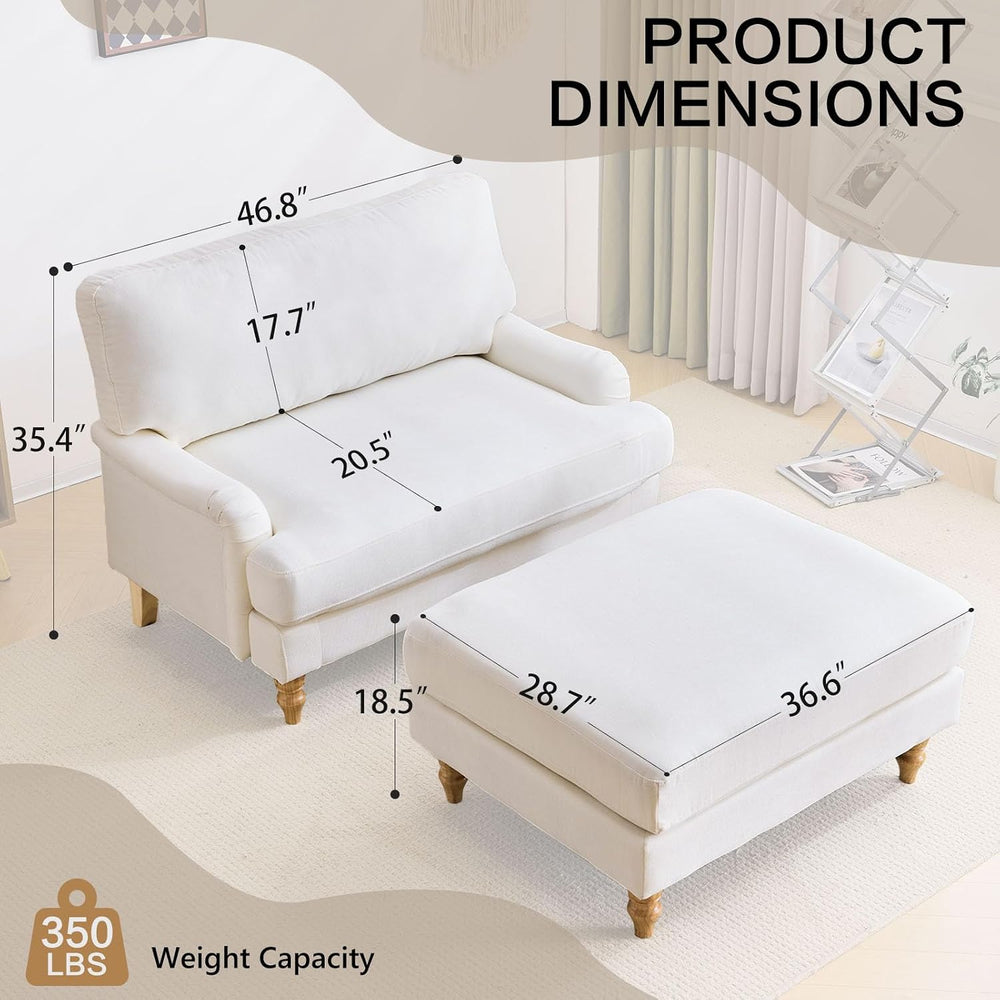 Bezseller 47" W Oversized Chair Indoor with Ottoman (Beige)