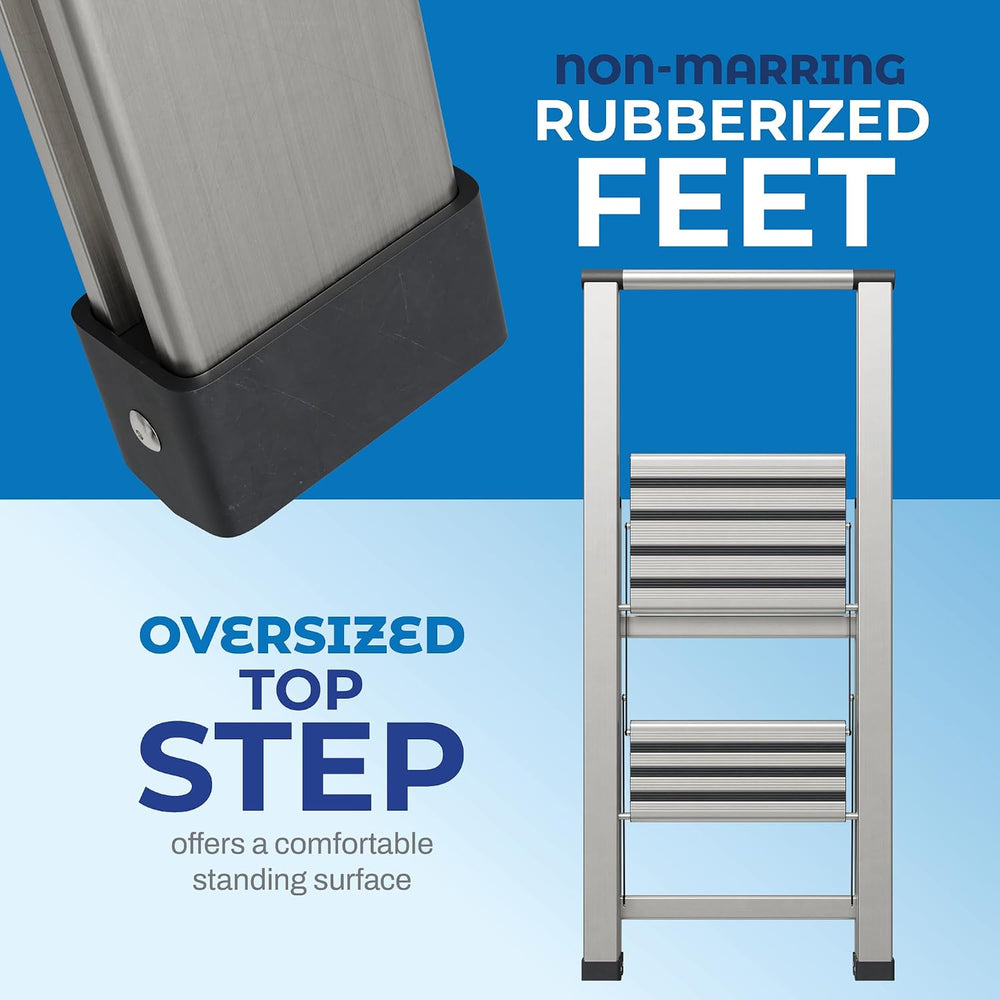 Step Ladder 2 Step Folding, Decorative - Modern Beautiful Aluminum, Lightweig...
