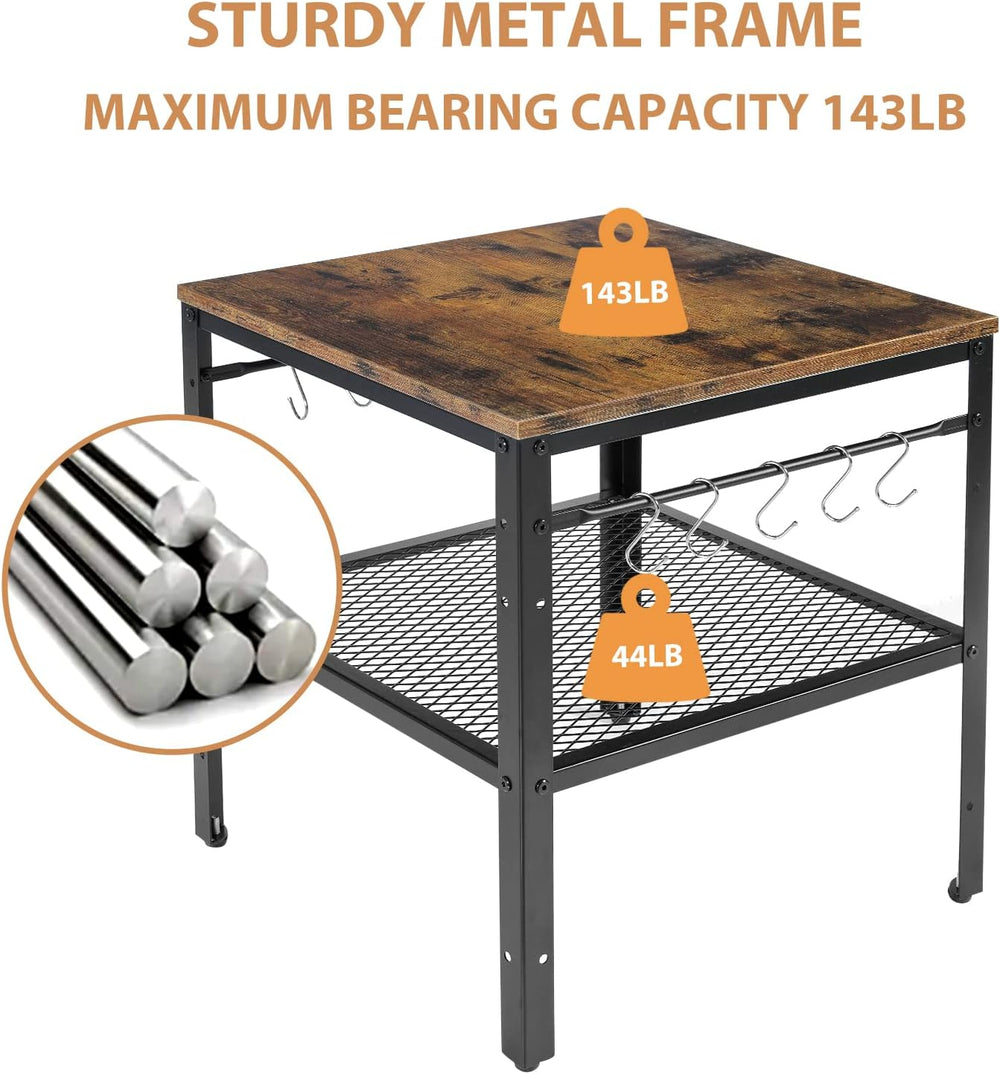onlytak Rustic End Table, 2-Tier Side Table with Adjustable Height Shelf