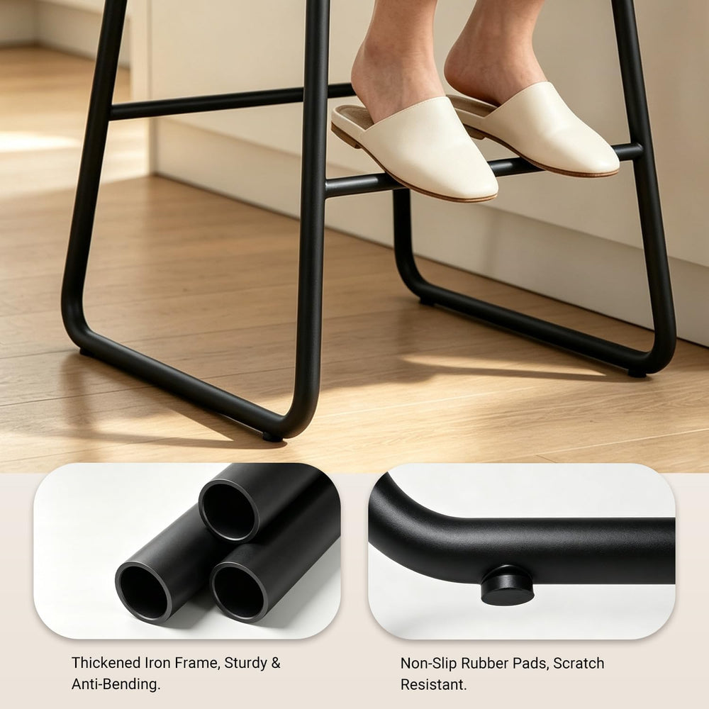 Bar Stools Set of 2, 26" Counter Height Bar Stools with Back, Modern Lin...
