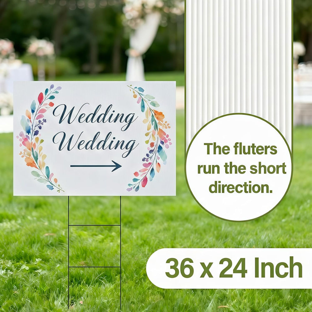 2 Pack 24 x 36 Inch Blank Yard Signs with Metal Stakes, White