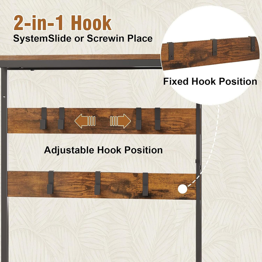 Hall Tree with Shoe Storage Bench, Coat Rack with 7 Hooks & Shelves