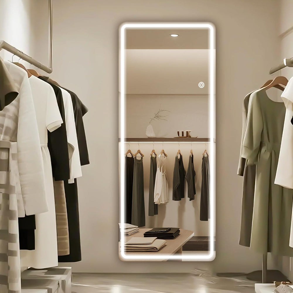 56"x20" Dimmable 3-Color LED Full Length Floor Body Mirror