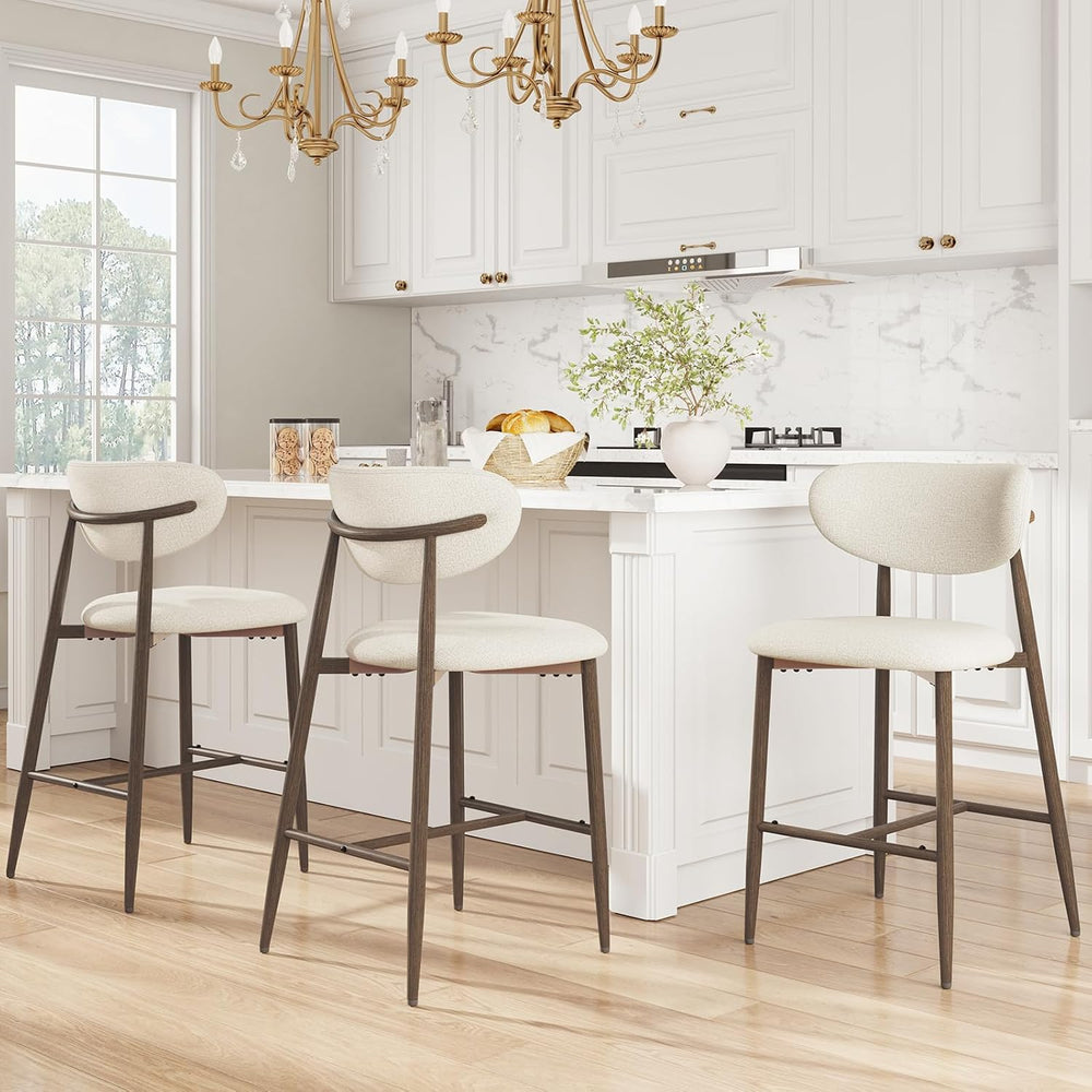MALOL Counter Height Bar Stools with Backs Set of 2, Beige
