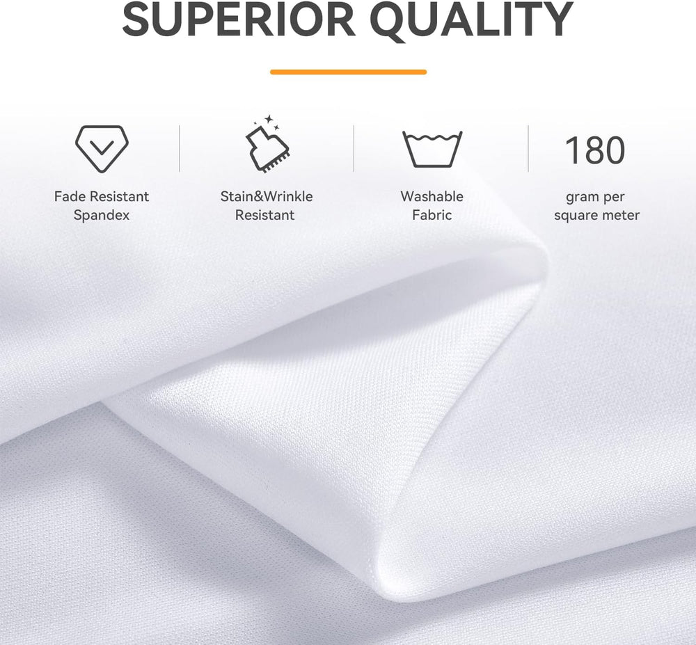 Spandex Tablecloth 6FT Rectangle Table Cover 4 Pack White Wrinkle-Free