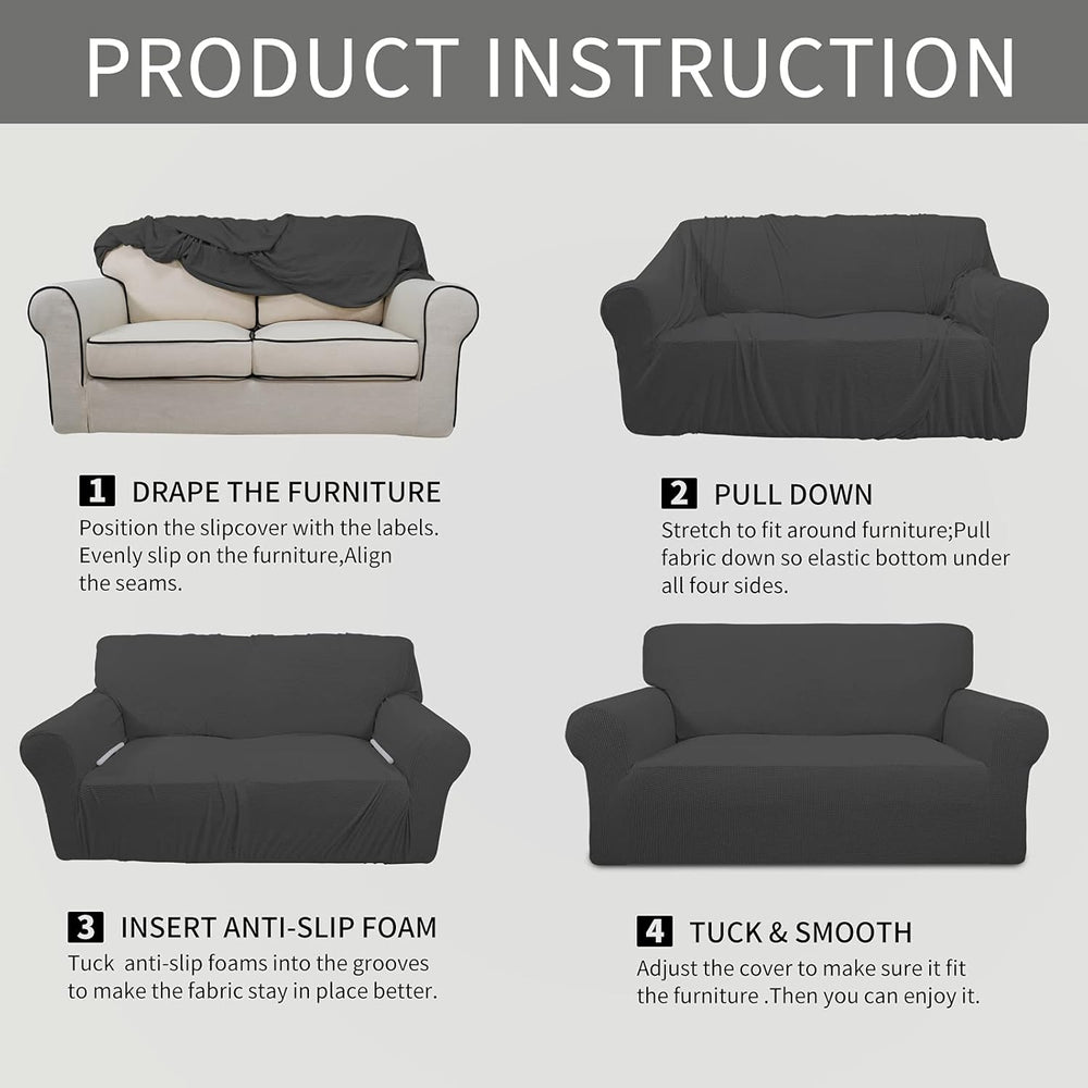 Easy-Going Stretch Oversized Chair Slipcover with Arm Washable Dark Gray