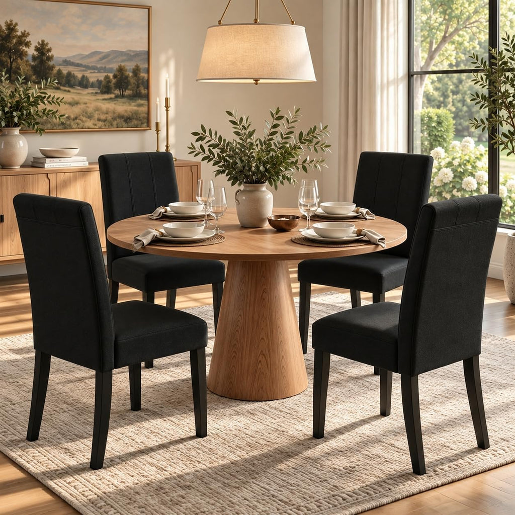 HOMYZOO Dining Chairs Set of 4, Upholstered Dining Room Chairs, Black
