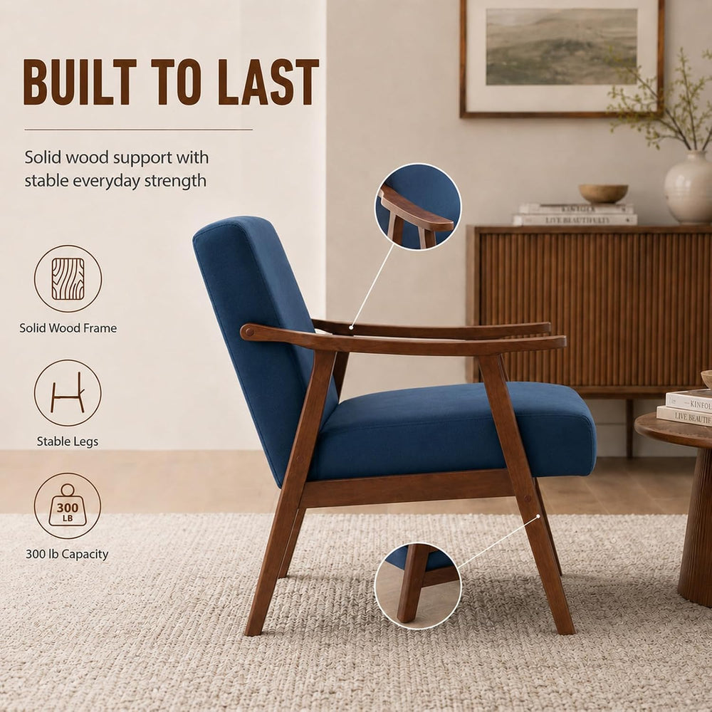 Anwick Mid-Century Accent Chair,Modern Living Room Chairs with Solid Wood Fra...