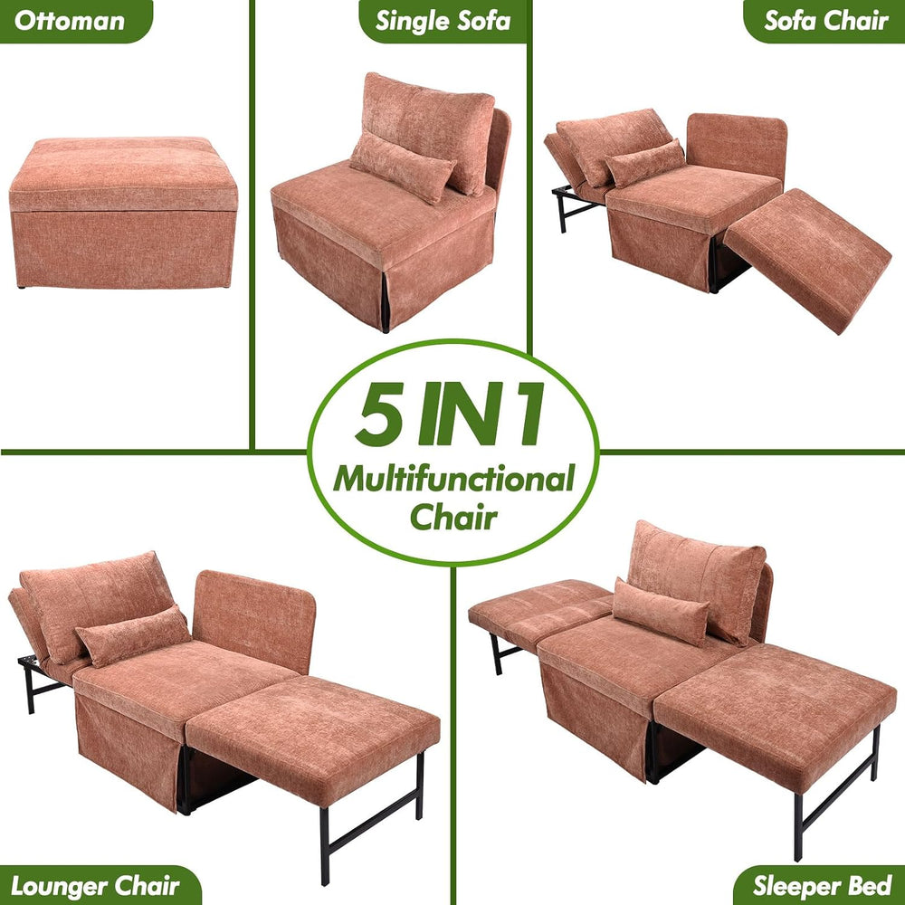ZZW Sleeper Chair Bed Upgrade 4-in-1 to 5-in-1 Convertible Multi-fuction Sofa...