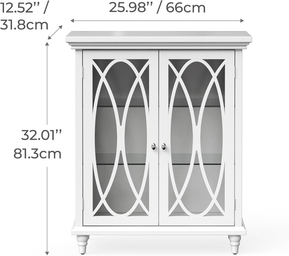 Teamson Home Florence 26 in. x 32 in. 2-Door Freestanding Wooden Floor Cabinet with Adjustable Shelves for Storage Solutions in Bathrooms, Kitchens, Laundry Rooms, Home Offices, White