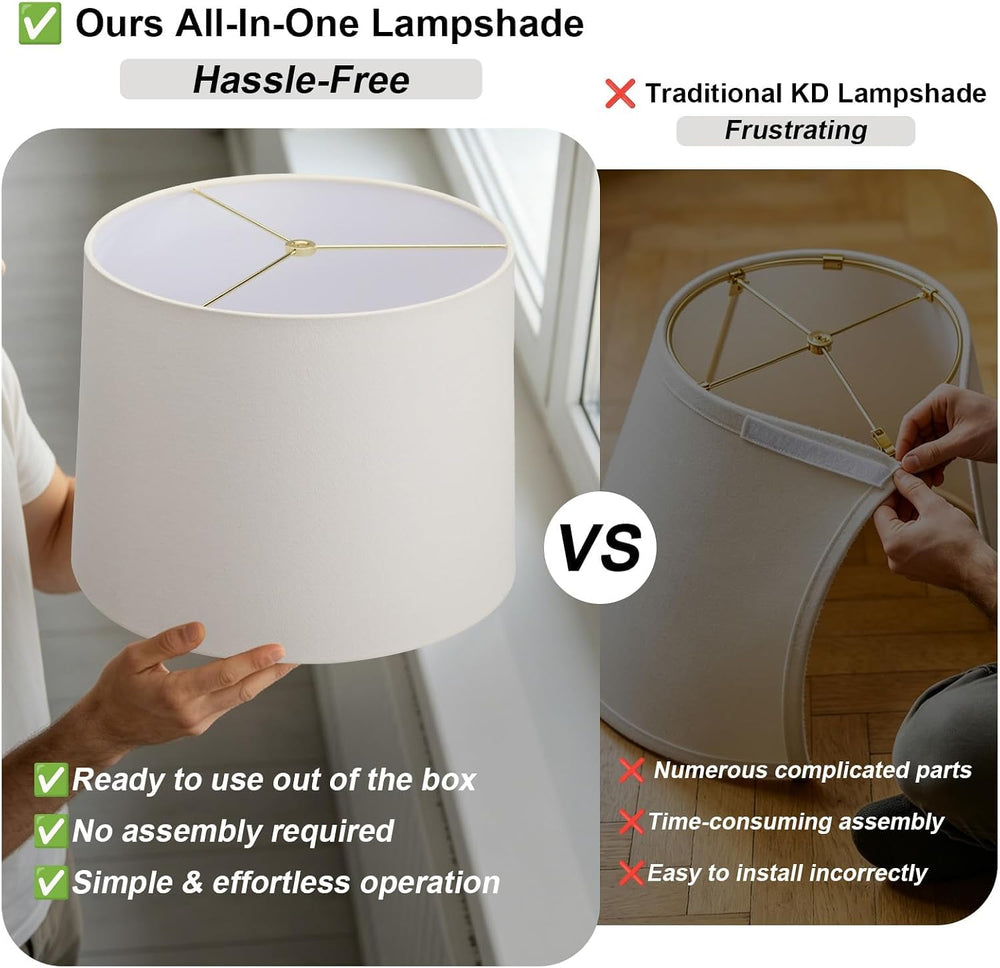 24.5" Ceramic Table Lamp for Living Room with Pre-Attached Shade