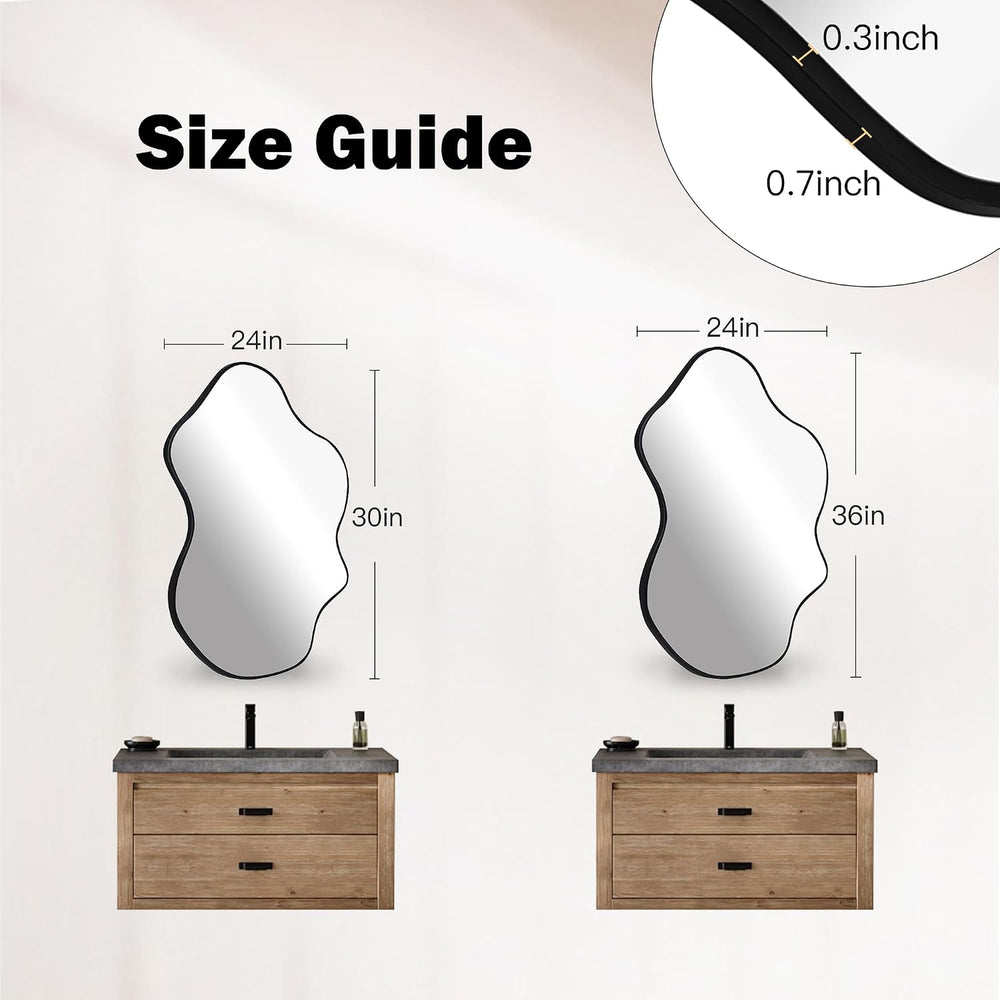 CULER Irregular Black Bathroom Wall Mirror,22 x 30 Inch Asymmetrical