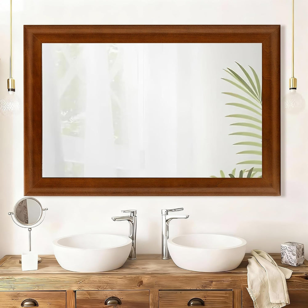 Rustic Wood Wall Mirror for Bathroom,Rectangle 24 x 36 inch Vanity Mirrors
