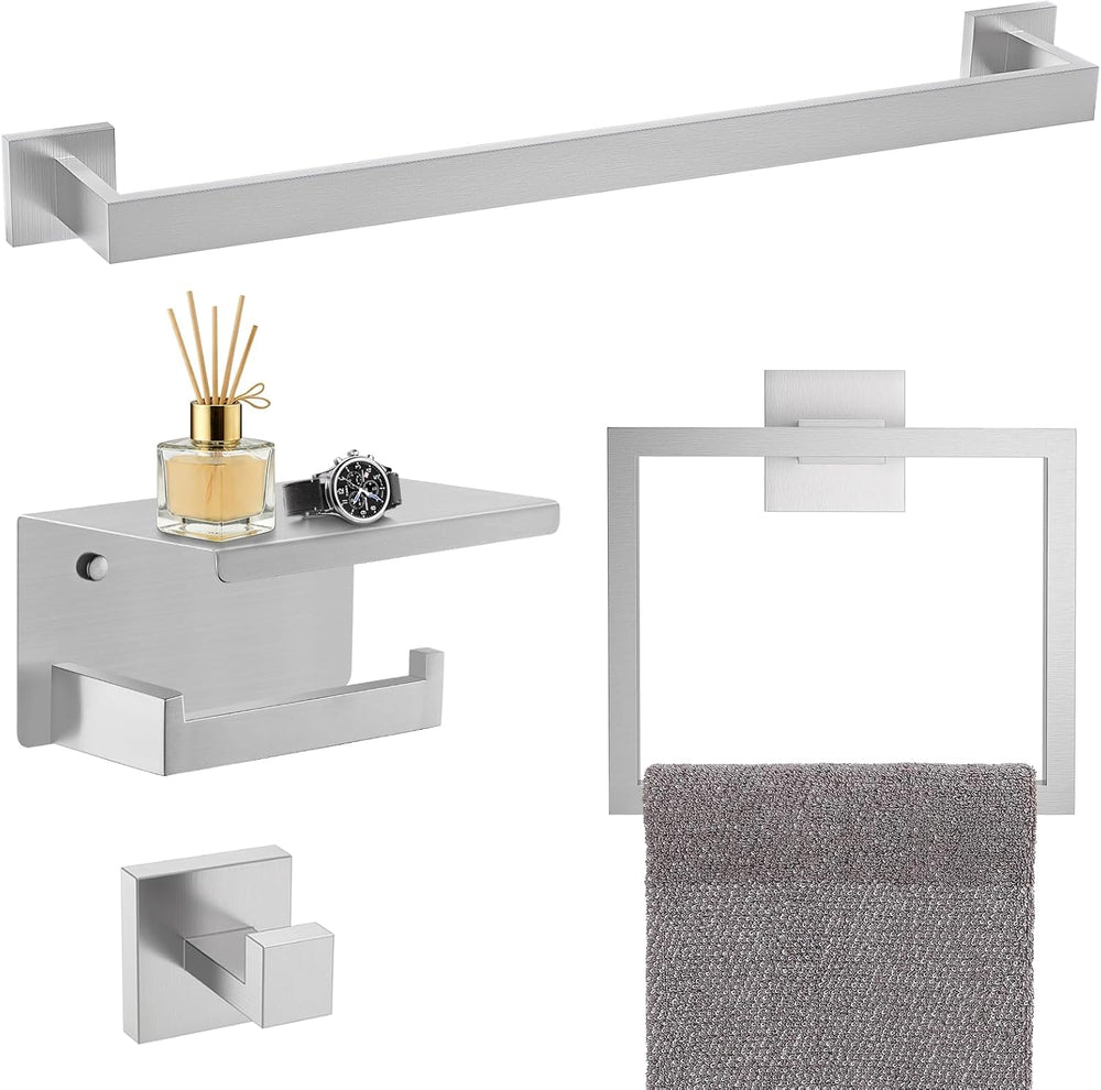 TURS Bathroom Hardware Set Brushed Nickel 4-Piece Towel Bar Set Include 24 In...