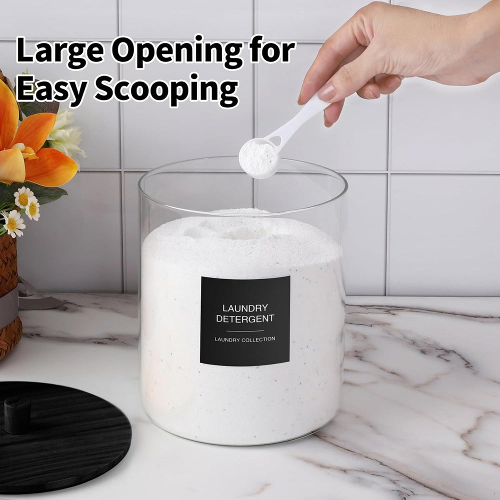 Glass Jars and Acrylic Dryer Sheet Holder, Laundry Pods Container with Bamboo...