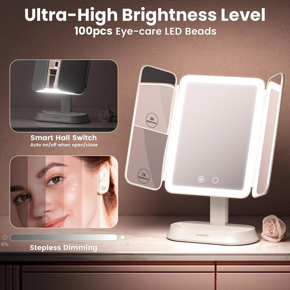 Makeup Mirror with Lights and 7X/5X/1X Magnification Vanity Mirror