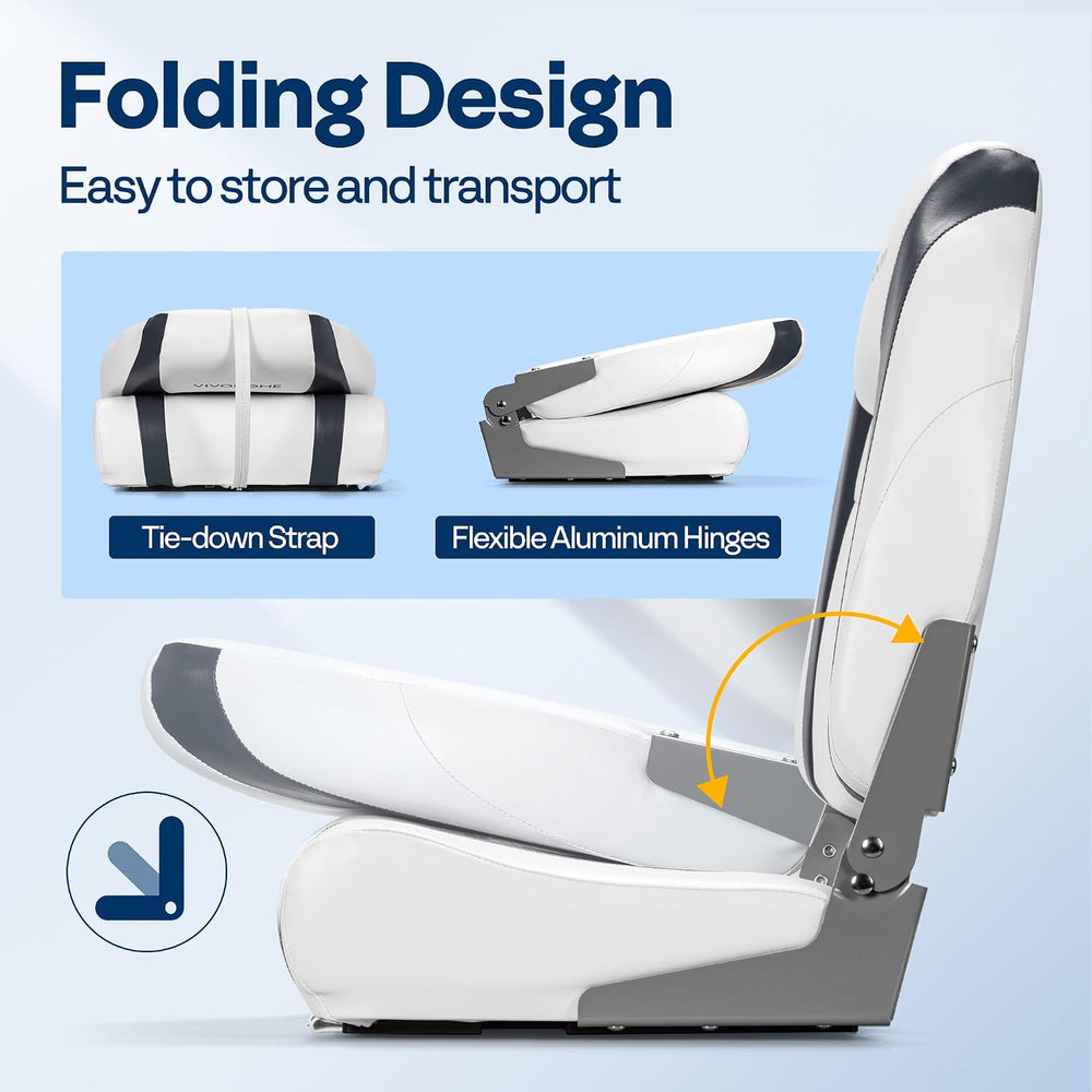 VIVOHOME Folding High Back Boat Seats, 2 Pack Waterproof Boat Captain Chair