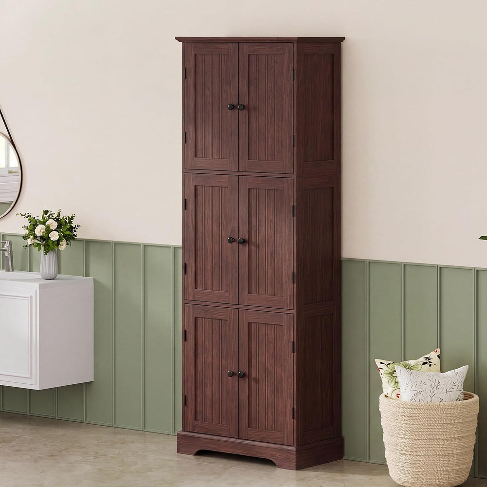 ChooChoo 63.2" Tall Bathroom Storage Cabinet with 6 Doors, Pantry Cabinet