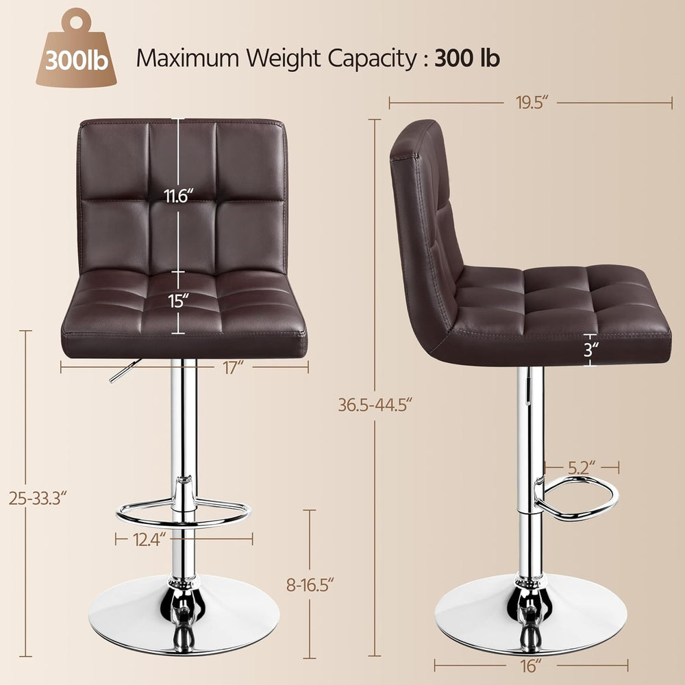 Yaheetech Bar Stools Set of 2 Adjustable Counter Height Barstools Brown