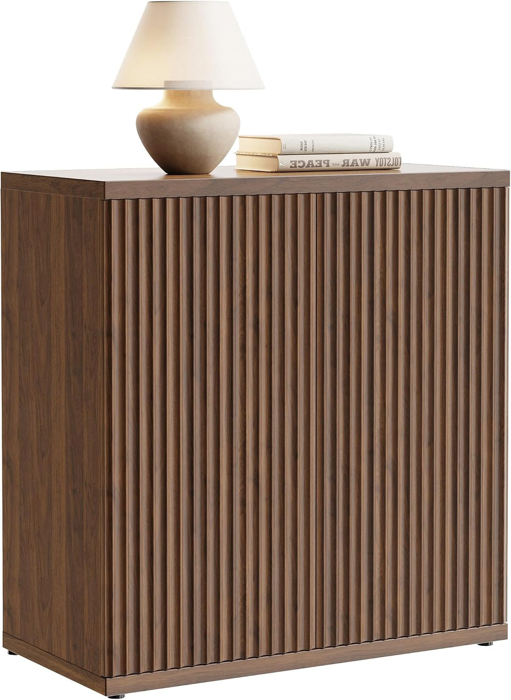 Fluted Buffet Cabinet with Storage Sideboard with 2 Doors& Adjustable Shelf