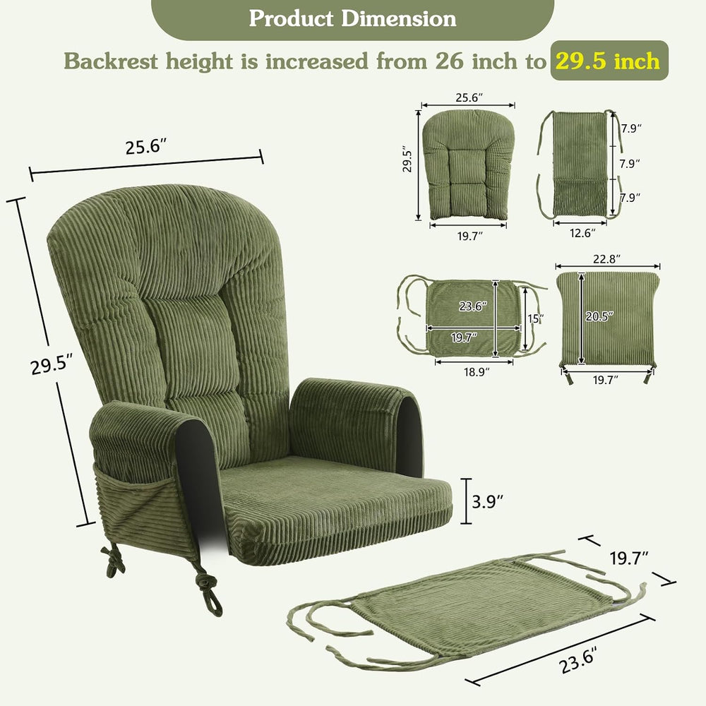 ANMINY 5PCS Glider Rocker Replacement Cushions, 29.5"H Back 3.9"Thi...