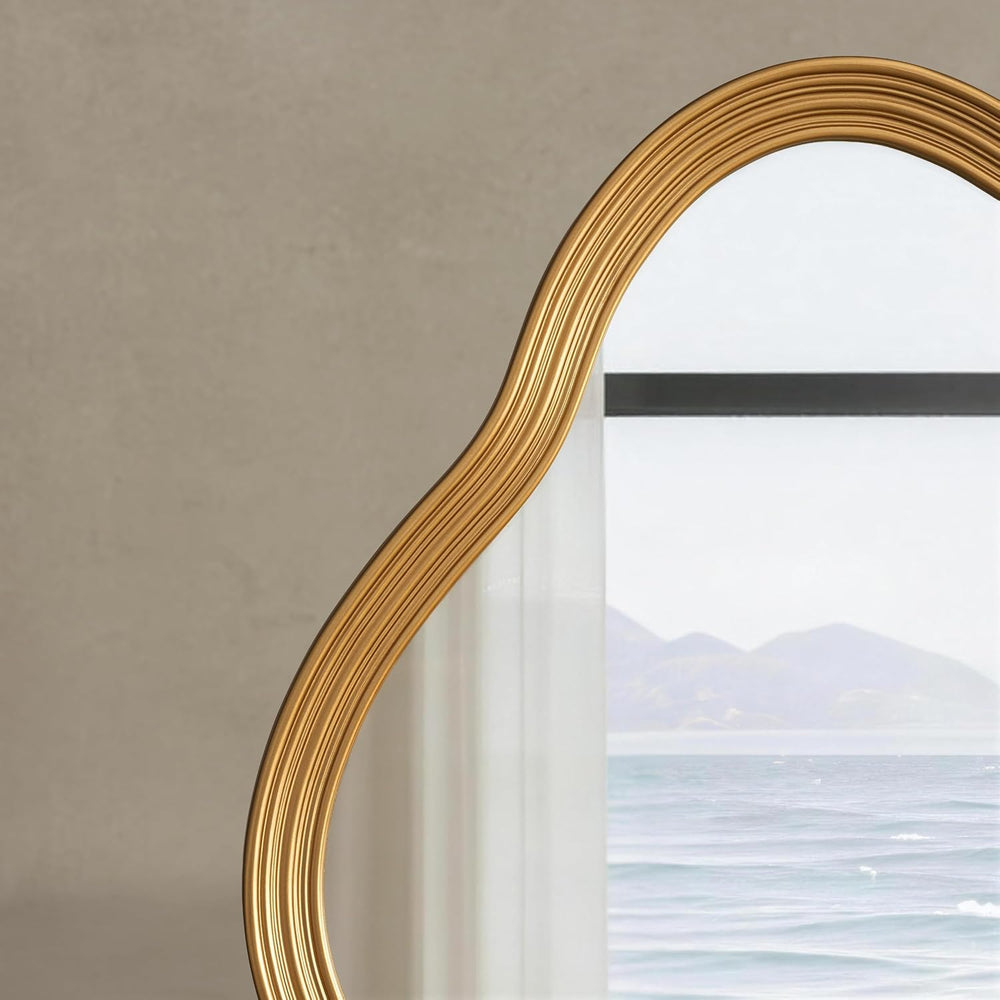 SHYFOY Antique Gold Wall Mirror, Asymmetrical Mirror for Wall Decor