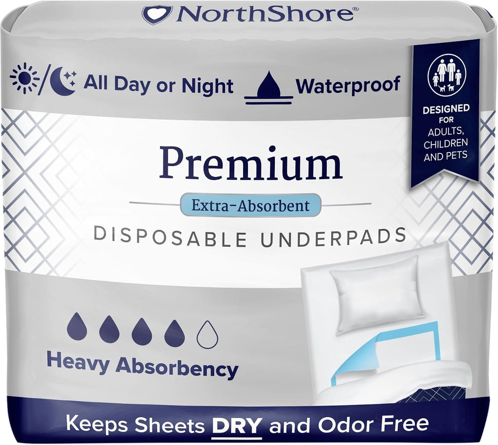 NorthShore Premium Disposable Underpads (Chux), Blue, Large, 150 Count