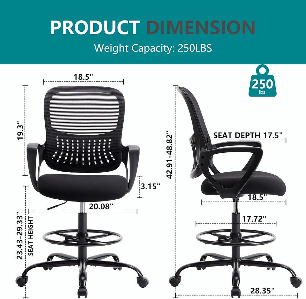 DUMOS Ergonomic Drafting Chair, Tall Office Chair for Standing Desk