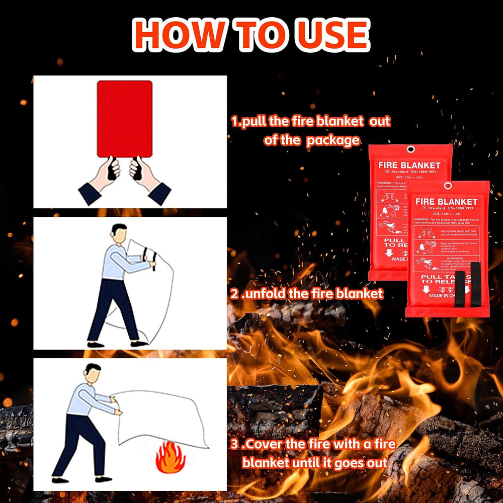 Macarrie 30 Pack 39” x 39” Fire Blanket Emergency for Home Kitchen, Red