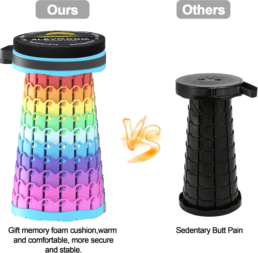 ALEVMOOM Upgraded Collapsible Stool with Cushion & Bag, 18" H Portab...