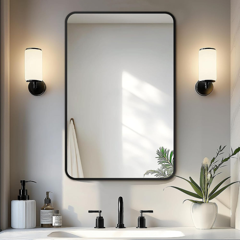 Delma Bathroom Vanity Mirror, Black Framed Mirror for Over Sink, 30x20