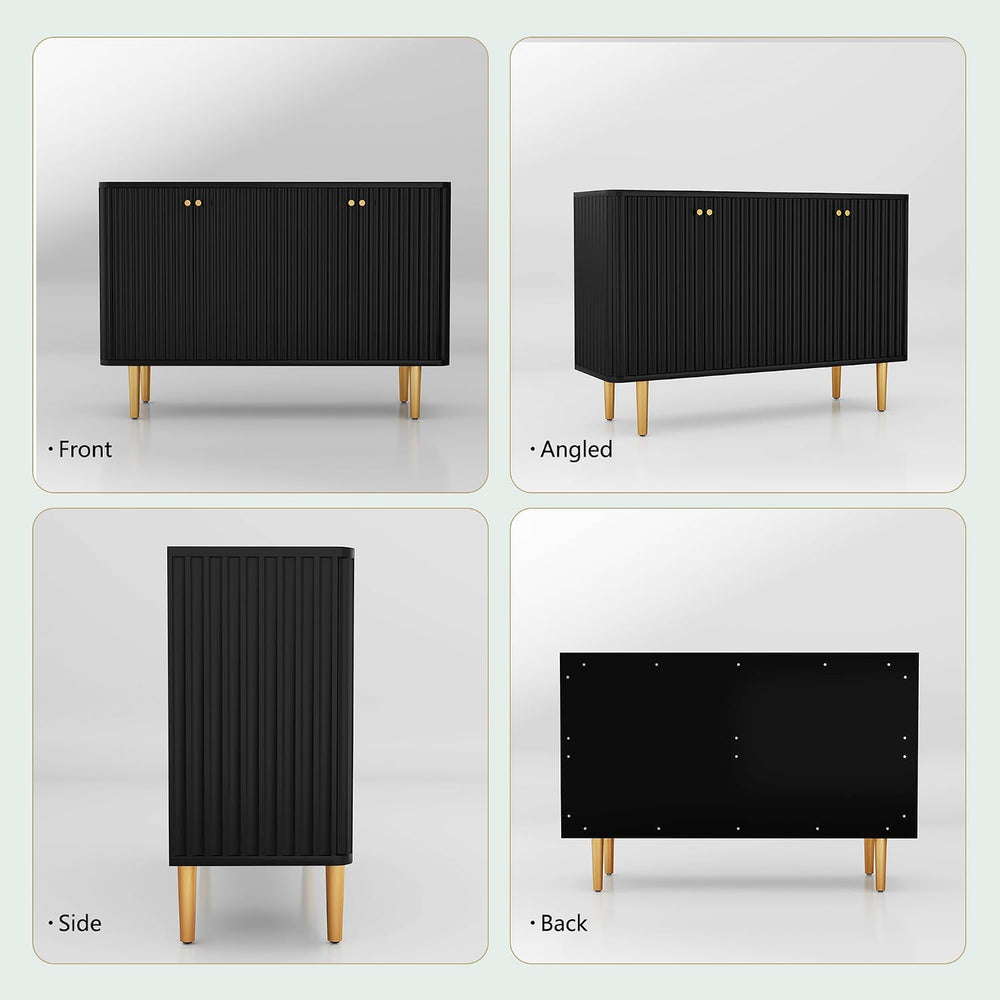 HLR Sideboard Buffet Cabinet, 48" Modern Accent Cabinet with 4 Door and ...