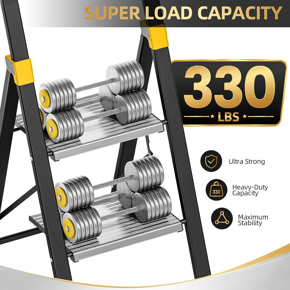 2 Step Ladder Lightweight Aluminum Folding Step Stool for Adults