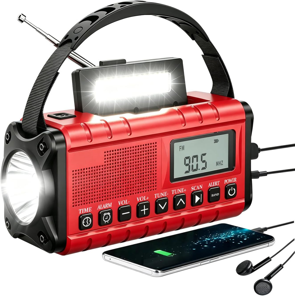 10000mAh/37000mWh Emergency Radio-Weather Radio Portable AM FM Auto Scan
