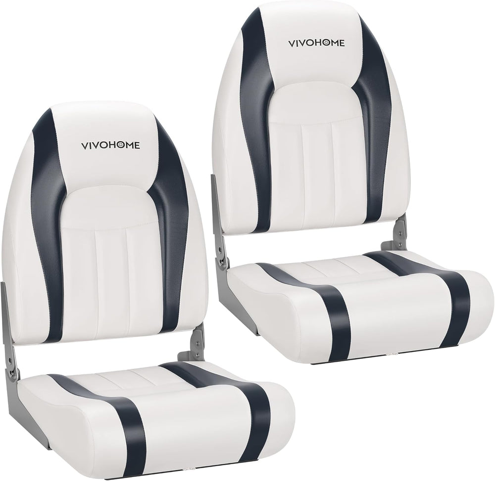 VIVOHOME Folding High Back Boat Seats, 2 Pack Waterproof Boat Captain Chair