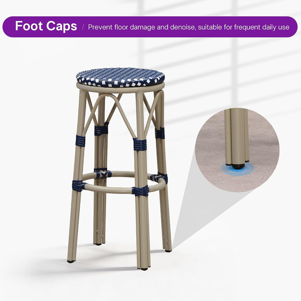 PURPLE LEAF Outdoor Bar Stool Rattan 2-Pack Champagne Finish Bar Stools