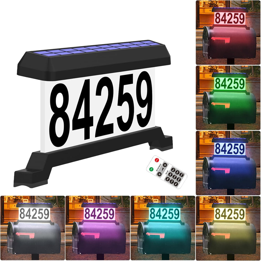Solar Mailbox Numbers, Double sided Solar House Numbers for Outside