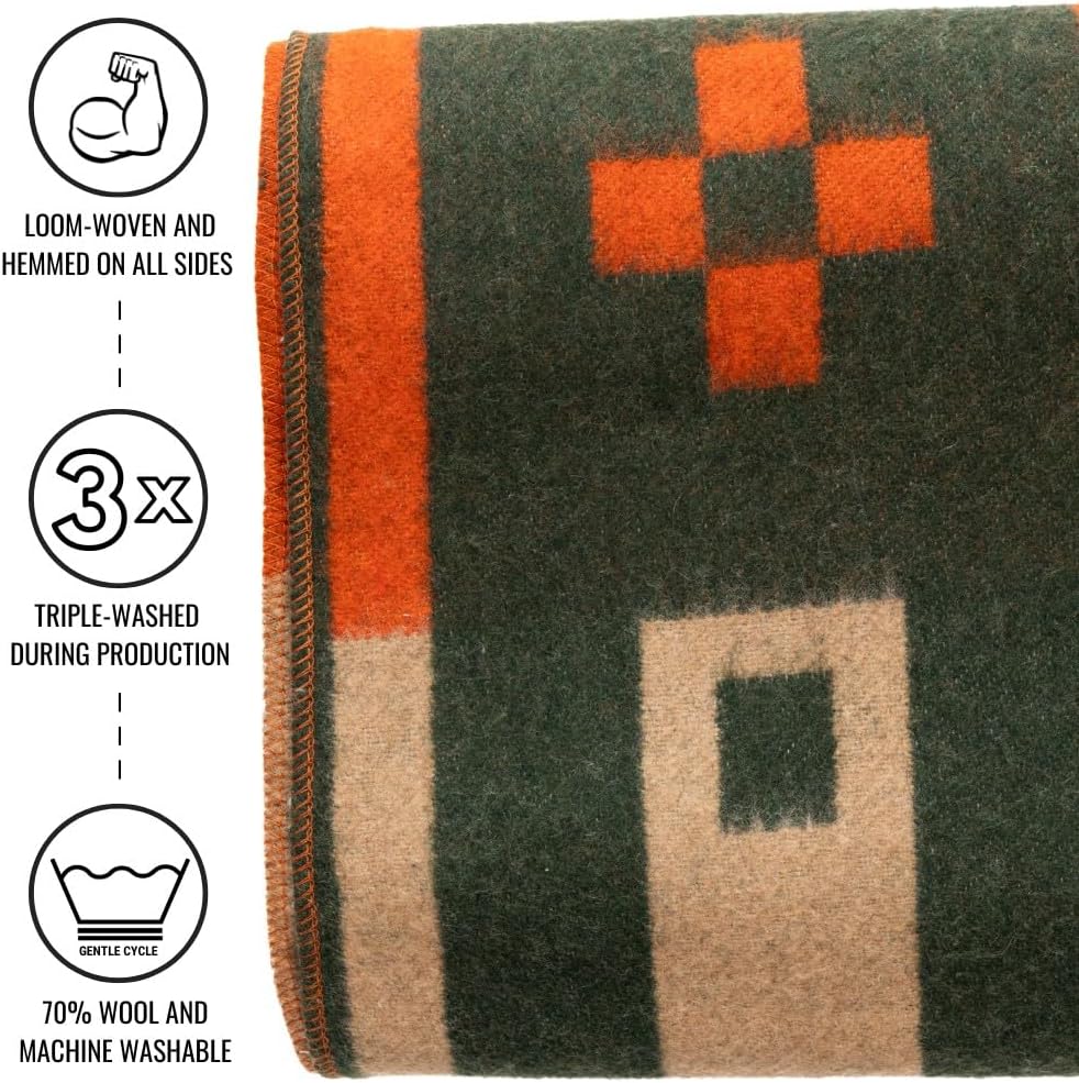 Arcturus Rainier Wool Blanket, for Home or Camping, Lone Pine, Twin