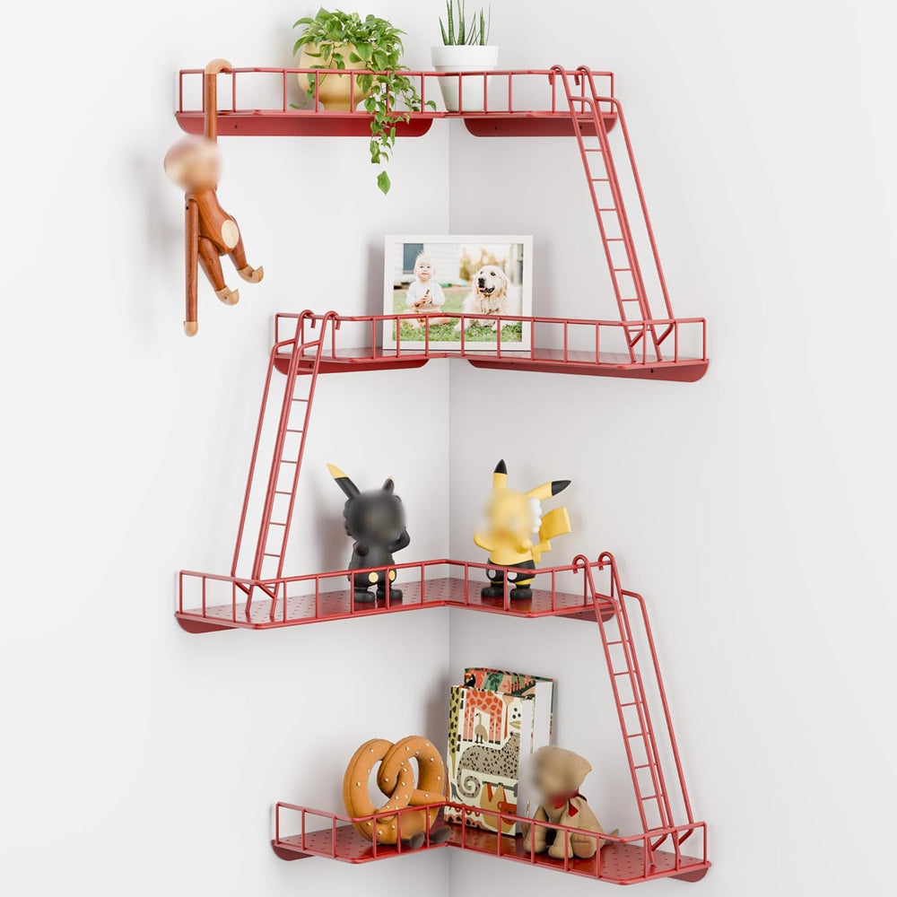 Fire Escape Wall Shelf - Modern City Style 4-Tier Corner Wall Shelves, Easy t...