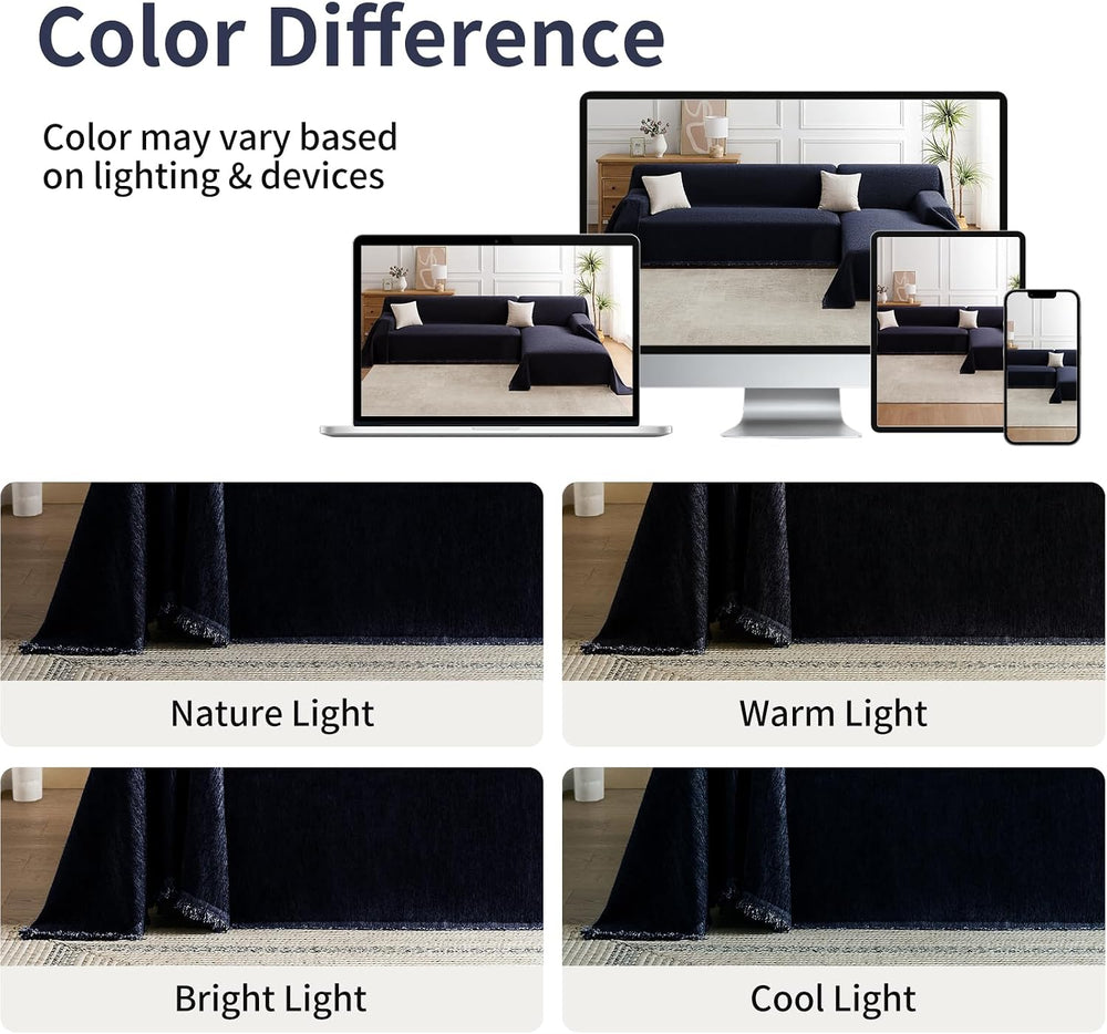 2-Piece Sectional Couch Covers L-Shape Chenille Couch Cover Blanket