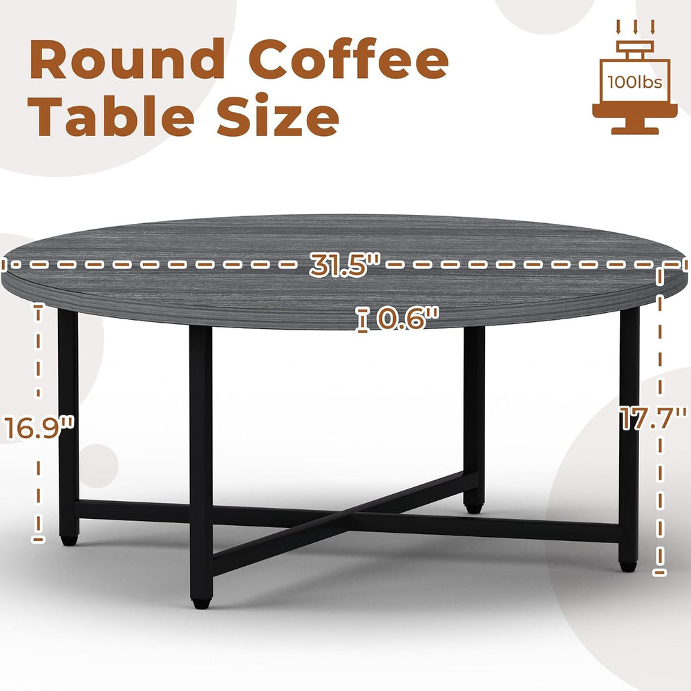 FAMIDGE Coffee Table, 31.5" Large Round Coffee Table for Living Room, Ce...