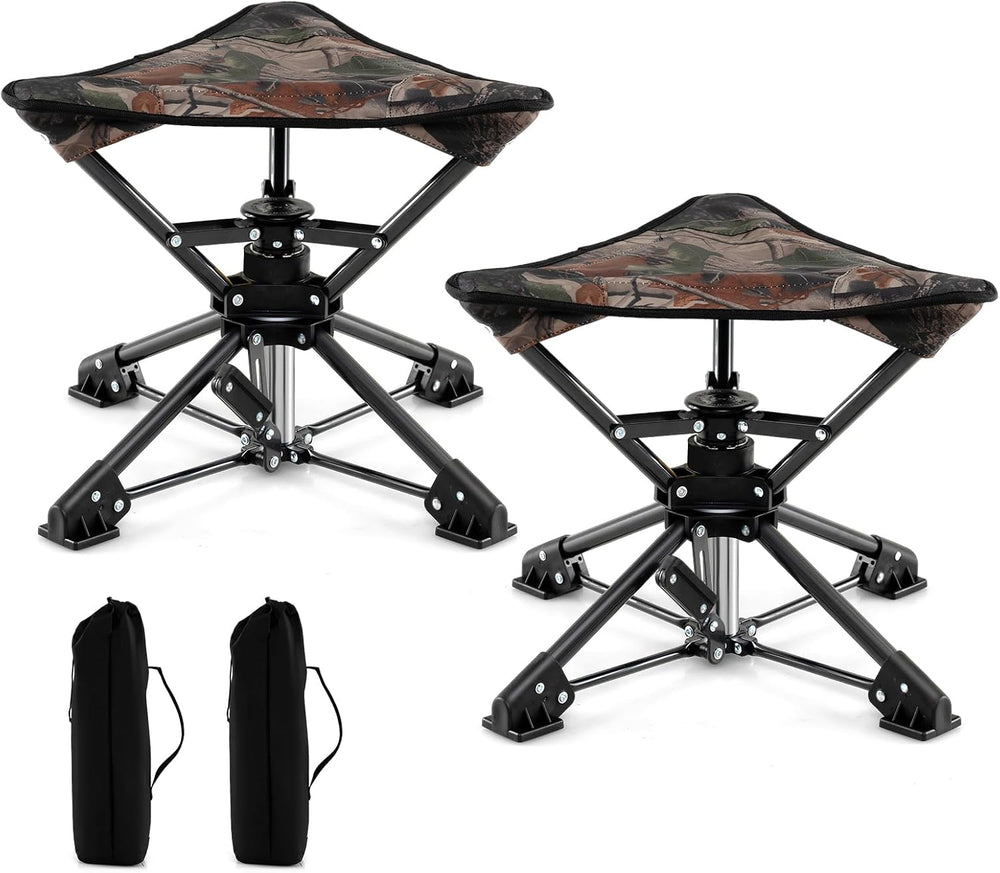 GYMAX 2 Pack 360° Swivel Camping Stool, Portable Folding Stool Seat with Carr...