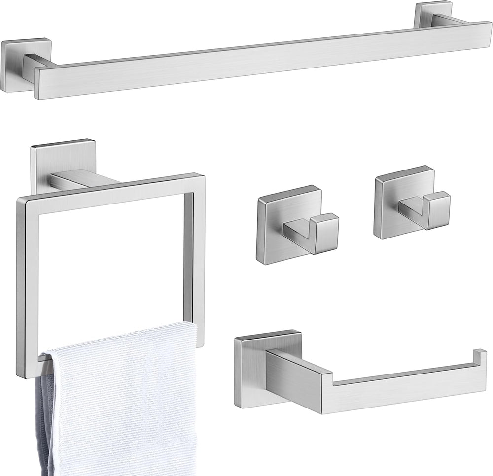 Herogo Bathroom Accessories Set, 23.5 Inch 5 Pieces Brushed Nickel Bathroom H...